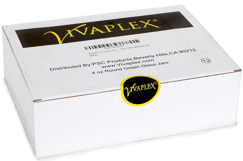 Vivaplex, 12, Green, 4 oz, Round Glass Jars, with Inner Liners and black Lids - Image 2